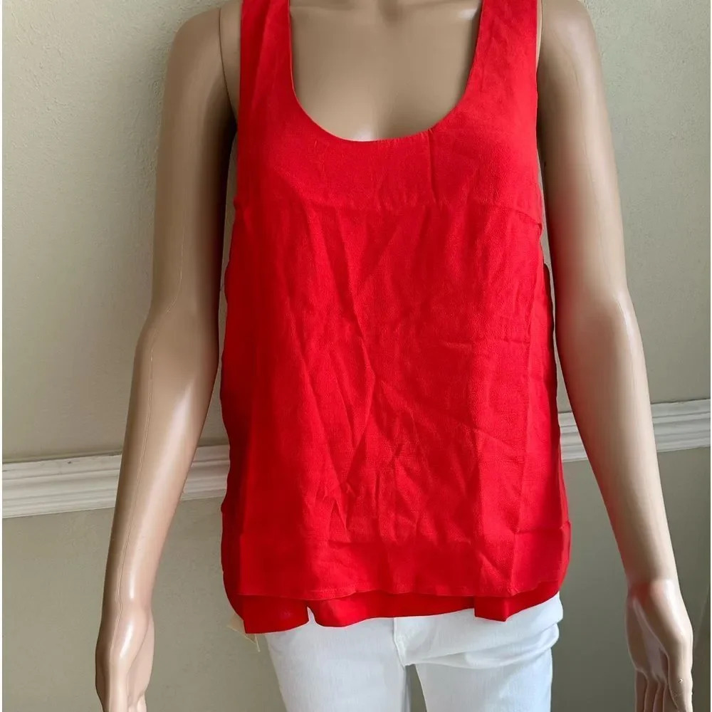 Lemieux Red Sleeveless Open Back Blouse Tank Top Summer Size Small